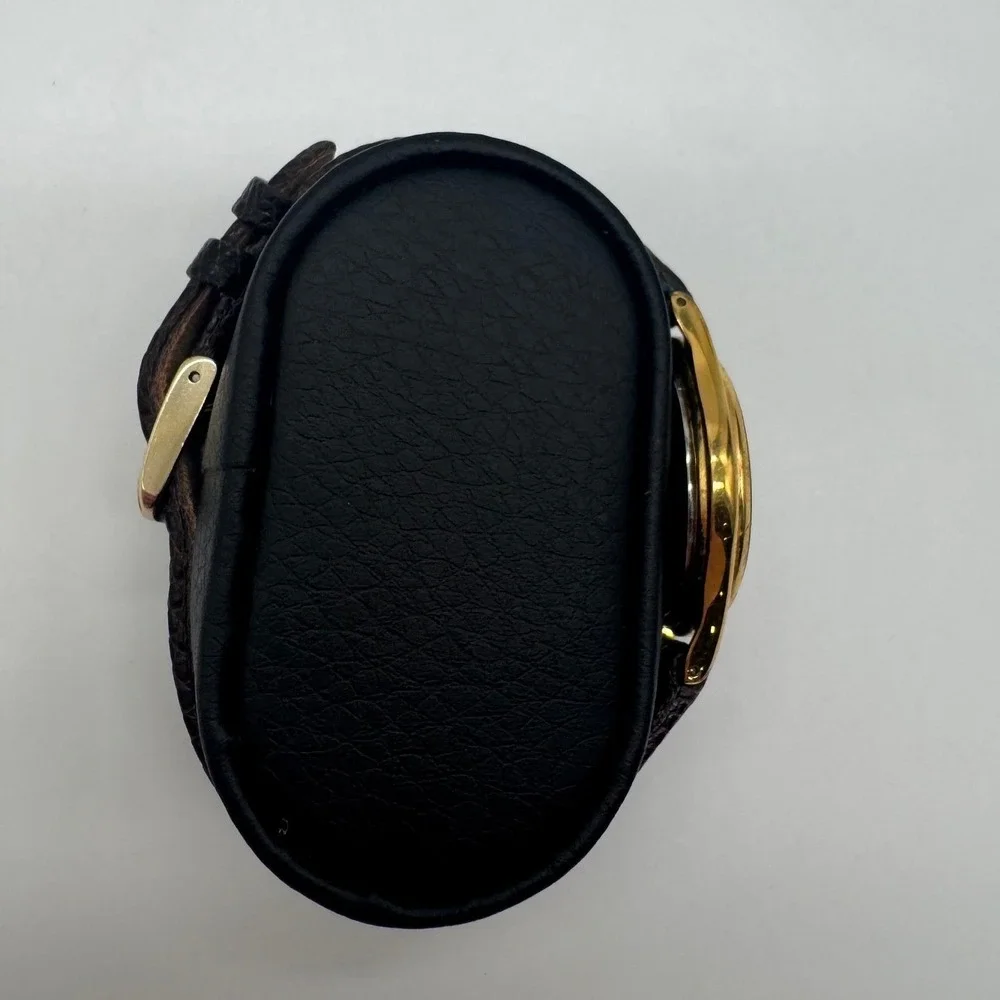 Pulsar Womens Gold Tone Date Watch VX82-0AR0 Brown Leather Strap needs bat